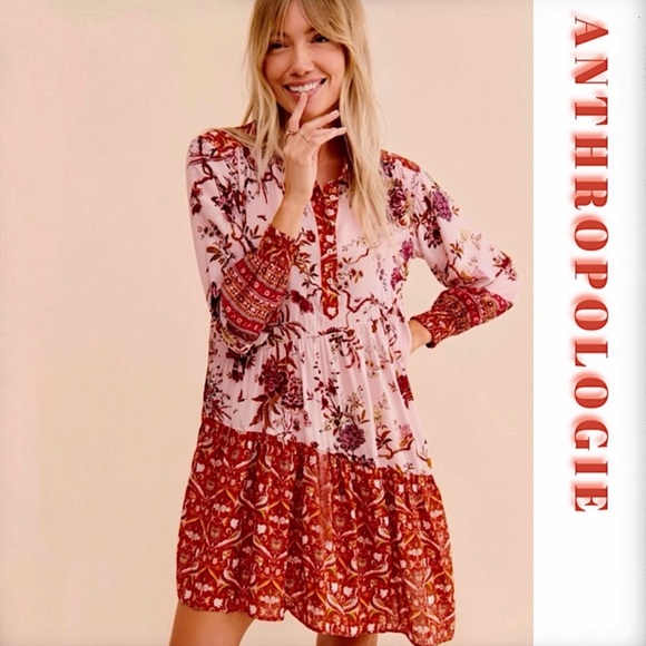 Anthropologie Dresses & Skirts - Anthropologie Rust and Cream Floral Dress